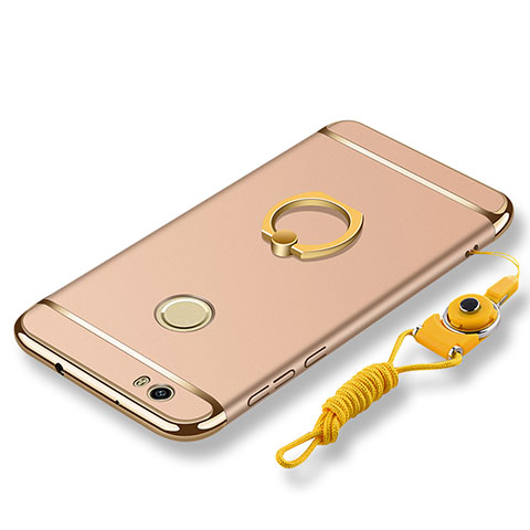 Handyhülle Hülle Luxus Metall Rahmen und Kunststoff Schutzhülle Tasche mit Fingerring Ständer und Lanyard für Huawei Nova Gold