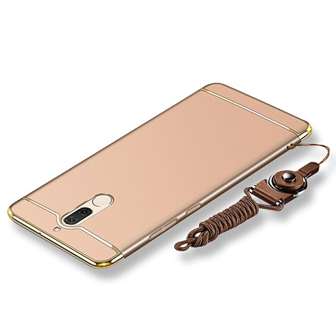 Handyhülle Hülle Luxus Metall Rahmen und Kunststoff Schutzhülle Tasche mit Lanyard für Huawei G10 Gold