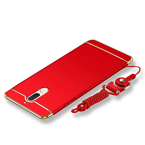 Handyhülle Hülle Luxus Metall Rahmen und Kunststoff Schutzhülle Tasche mit Lanyard für Huawei G10 Rot