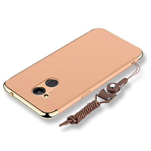 Handyhülle Hülle Luxus Metall Rahmen und Kunststoff Schutzhülle Tasche mit Lanyard für Huawei Honor V9 Play Gold