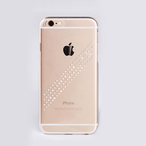 Handyhülle Hülle Luxus Strass Diamant Schutzhülle für Apple iPhone 6 Plus Weiß