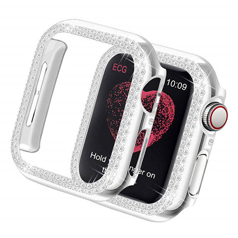 Handyhülle Hülle Luxus Strass Diamant Schutzhülle für Apple iWatch 5 40mm Silber