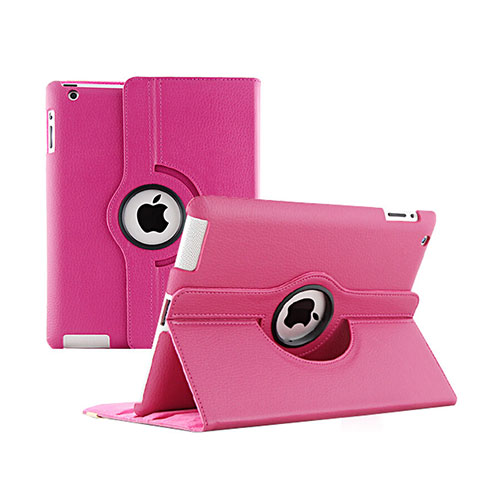 Handyhülle Hülle Rotierende Tasche Leder für Apple iPad 2 Pink