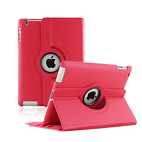 Handyhülle Hülle Rotierende Tasche Leder für Apple iPad 2 Rot