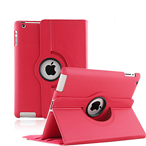 Handyhülle Hülle Rotierende Tasche Leder für Apple iPad 4 Rot