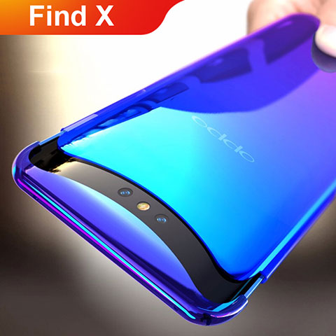 Handyhülle Hülle Schutzhülle Durchsichtig Transparent Farbverlauf für Oppo Find X Blau