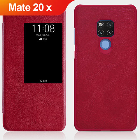 Handyhülle Hülle Stand Tasche Leder für Huawei Mate 20 X 5G Rot