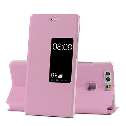 Handyhülle Hülle Stand Tasche Leder für Huawei P9 Plus Rosa