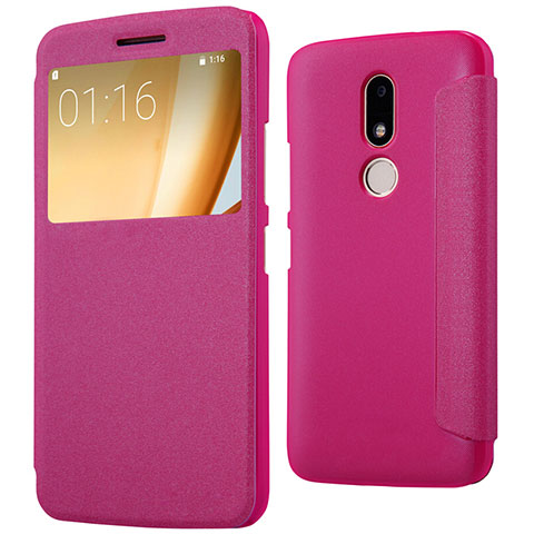 Handyhülle Hülle Stand Tasche Leder für Motorola Moto M XT1662 Rot