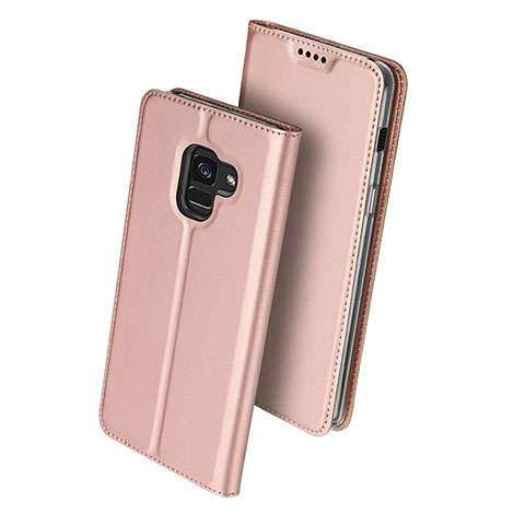 Handyhülle Hülle Stand Tasche Leder für Samsung Galaxy A8 (2018) A530F Rosegold