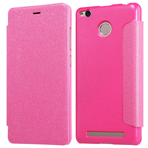 Handyhülle Hülle Stand Tasche Leder für Xiaomi Redmi 3 High Edition Pink