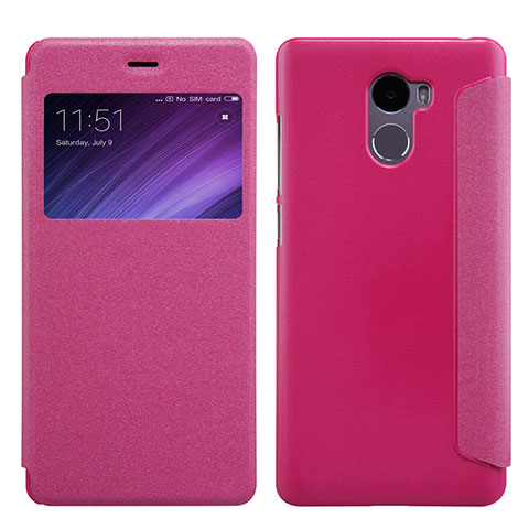 Handyhülle Hülle Stand Tasche Leder für Xiaomi Redmi 4 Standard Edition Pink