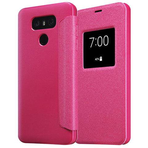 Handyhülle Hülle Stand Tasche Leder L01 für LG G6 Rot