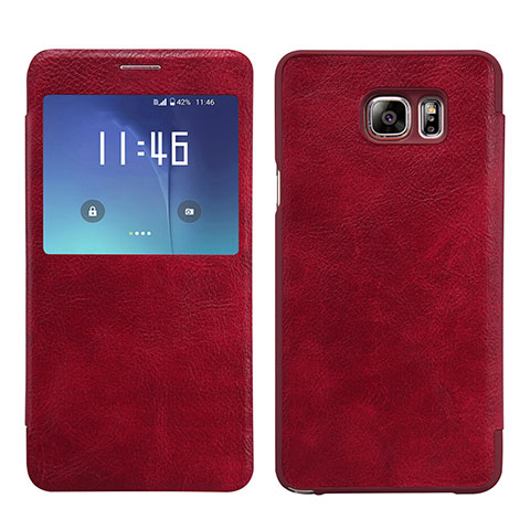 Handyhülle Hülle Stand Tasche Leder L01 für Samsung Galaxy Note 5 N9200 N920 N920F Rot