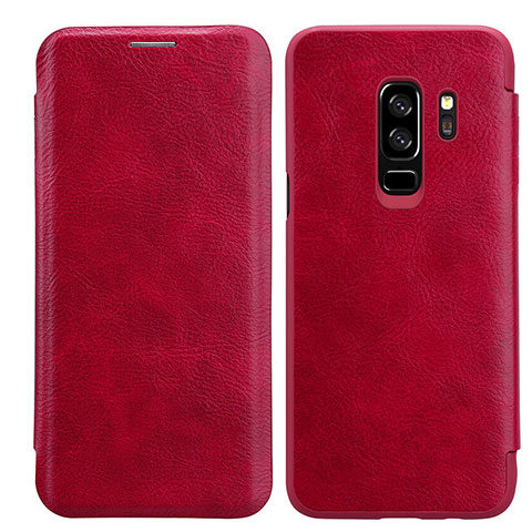 Handyhülle Hülle Stand Tasche Leder L01 für Samsung Galaxy S9 Plus Rot