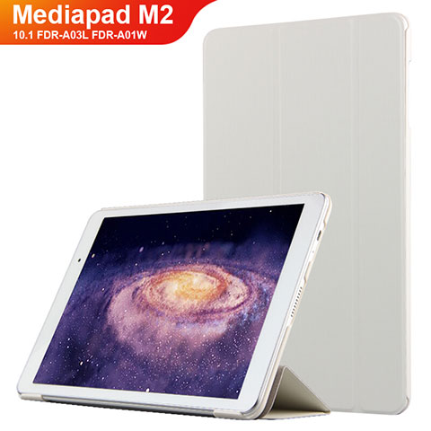 Handyhülle Hülle Stand Tasche Leder L02 für Huawei MediaPad M2 10.1 FDR-A03L FDR-A01W Weiß