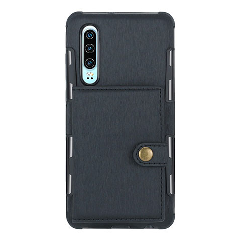 Handyhülle Hülle Stand Tasche Leder L04 für Huawei P30 Schwarz