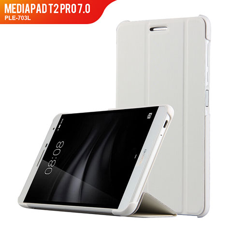 Handyhülle Hülle Stand Tasche Leder R01 für Huawei MediaPad T2 Pro 7.0 PLE-703L Weiß