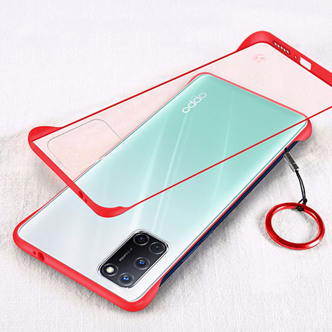 Handyhülle Hülle Ultra Dünn Schutzhülle Hartschalen Tasche Durchsichtig Transparent Matt U01 für Oppo A52 Rot