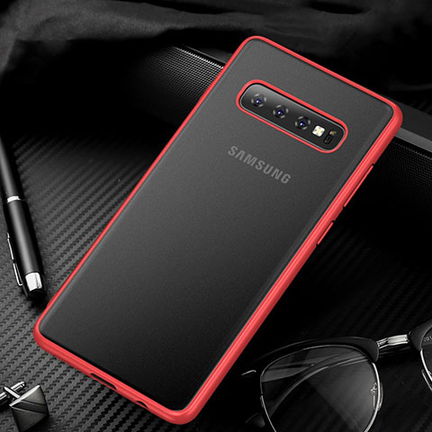 Handyhülle Hülle Ultra Dünn Schutzhülle Tasche Durchsichtig Transparent Matt U01 für Samsung Galaxy S10 Rot