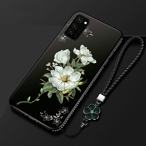 Handyhülle Silikon Hülle Gummi Schutzhülle Blumen für Huawei Honor V30 Pro 5G Schwarz