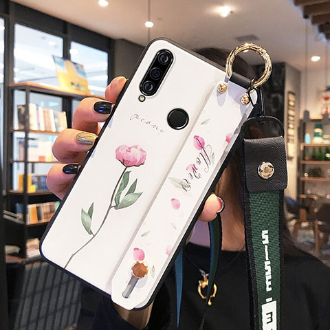 Handyhülle Silikon Hülle Gummi Schutzhülle Blumen für Huawei Nova 4e Rosa