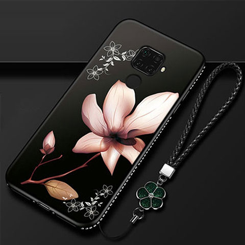 Handyhülle Silikon Hülle Gummi Schutzhülle Blumen für Huawei Nova 5i Pro Braun