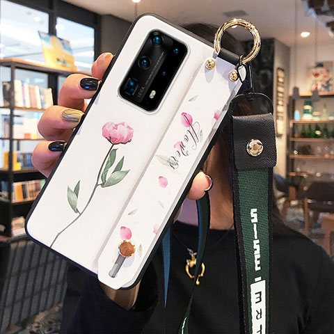 Handyhülle Silikon Hülle Gummi Schutzhülle Blumen für Huawei P40 Pro+ Plus Rosa