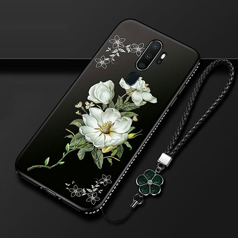 Handyhülle Silikon Hülle Gummi Schutzhülle Blumen für Oppo A11 Weiß