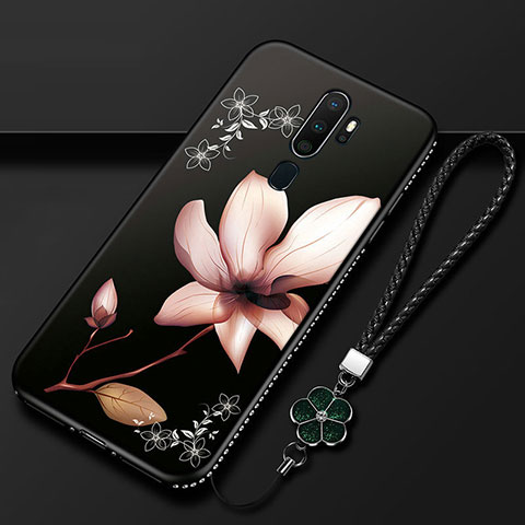 Handyhülle Silikon Hülle Gummi Schutzhülle Blumen für Oppo A9 (2020) Braun