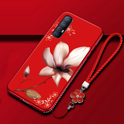 Handyhülle Silikon Hülle Gummi Schutzhülle Blumen für Oppo Find X2 Neo Fuchsie