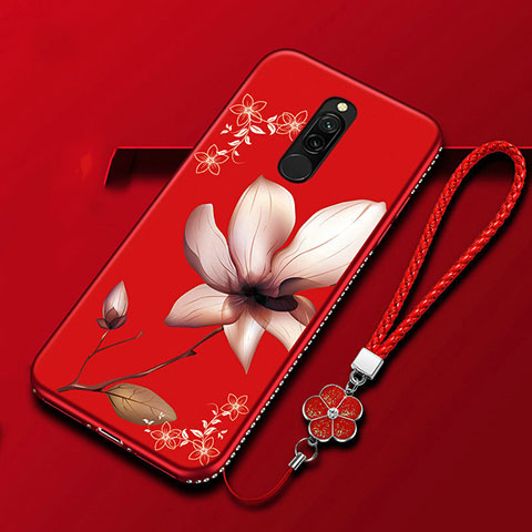 Handyhülle Silikon Hülle Gummi Schutzhülle Blumen für Xiaomi Redmi 8 Fuchsie