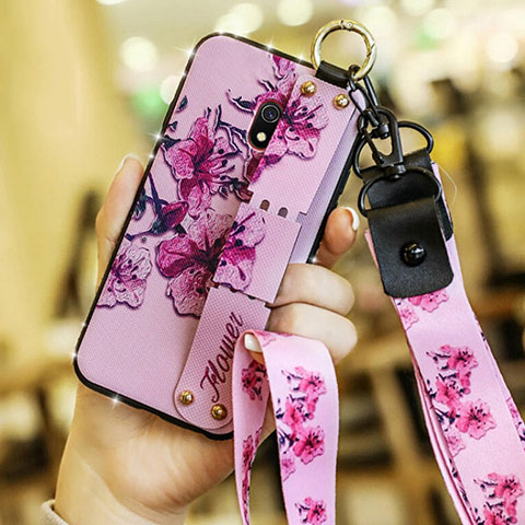 Handyhülle Silikon Hülle Gummi Schutzhülle Blumen für Xiaomi Redmi 8A Violett