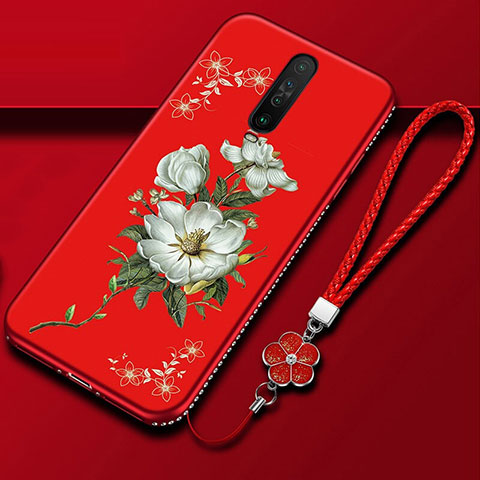 Handyhülle Silikon Hülle Gummi Schutzhülle Blumen für Xiaomi Redmi K30 4G Rot