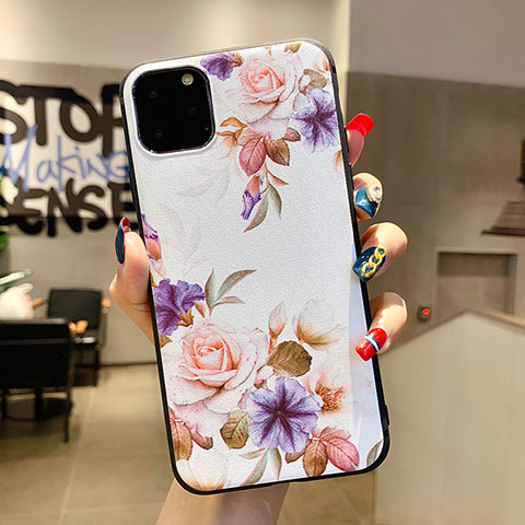 Handyhülle Silikon Hülle Gummi Schutzhülle Blumen H04 für Apple iPhone 11 Pro Max Weiß