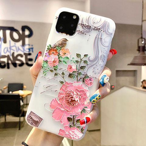 Handyhülle Silikon Hülle Gummi Schutzhülle Blumen H06 für Apple iPhone 11 Pro Max Rosa