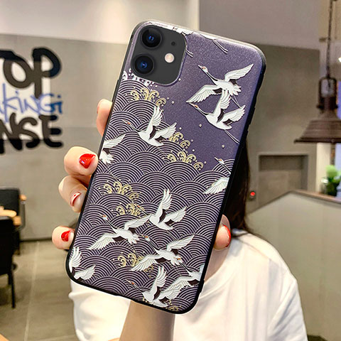 Handyhülle Silikon Hülle Gummi Schutzhülle Blumen H08 für Apple iPhone 11 Schwarz