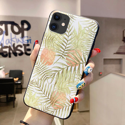 Handyhülle Silikon Hülle Gummi Schutzhülle Blumen H09 für Apple iPhone 11 Gold