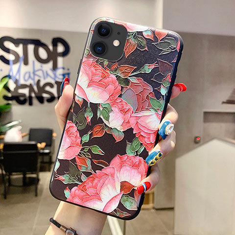 Handyhülle Silikon Hülle Gummi Schutzhülle Blumen H12 für Apple iPhone 11 Rosa