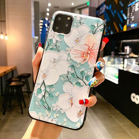 Handyhülle Silikon Hülle Gummi Schutzhülle Blumen H16 für Apple iPhone 11 Pro Grün