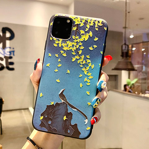 Handyhülle Silikon Hülle Gummi Schutzhülle Blumen H20 für Apple iPhone 11 Pro Blau