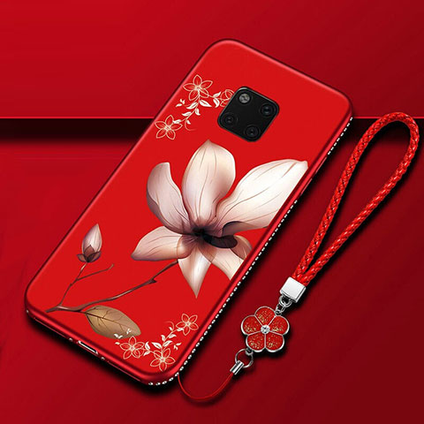 Handyhülle Silikon Hülle Gummi Schutzhülle Blumen K01 für Huawei Mate 20 Pro Rot