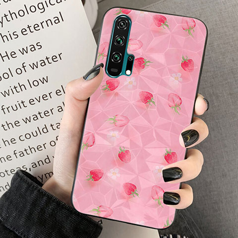 Handyhülle Silikon Hülle Gummi Schutzhülle Blumen K03 für Huawei Honor 20 Pro Rosa