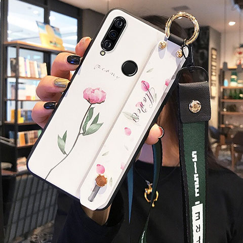 Handyhülle Silikon Hülle Gummi Schutzhülle Blumen K03 für Huawei P30 Lite New Edition Rosa