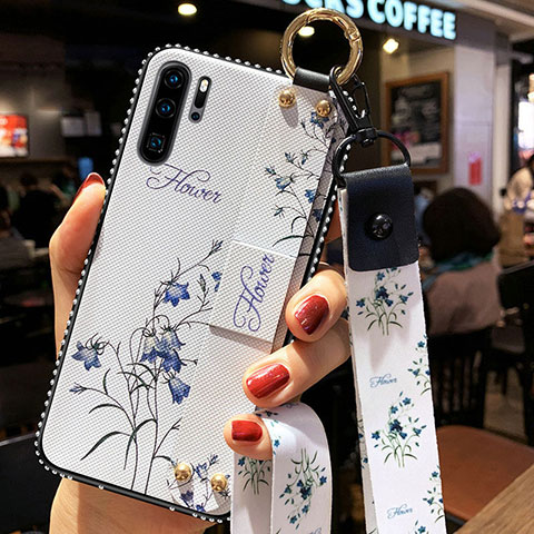 Handyhülle Silikon Hülle Gummi Schutzhülle Blumen K04 für Huawei P30 Pro Weiß