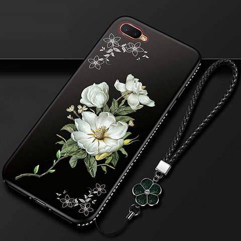 Handyhülle Silikon Hülle Gummi Schutzhülle Blumen M02 für Oppo R15X Weiß