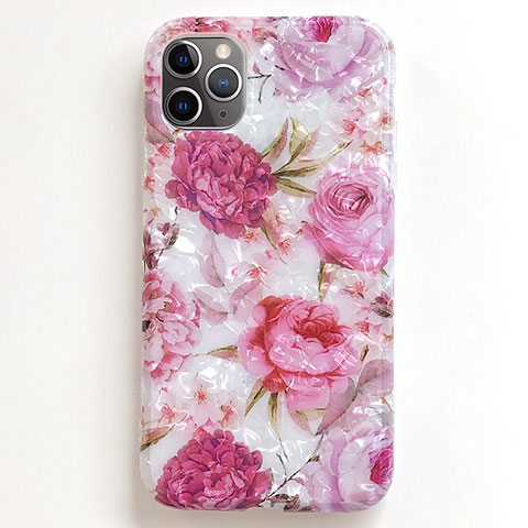 Handyhülle Silikon Hülle Gummi Schutzhülle Blumen S01 für Apple iPhone 11 Pro Rosa