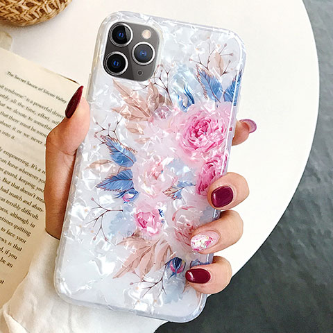 Handyhülle Silikon Hülle Gummi Schutzhülle Blumen S02 für Apple iPhone 11 Pro Rosa