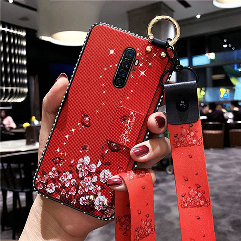 Handyhülle Silikon Hülle Gummi Schutzhülle Blumen S02 für Realme X2 Pro Rot