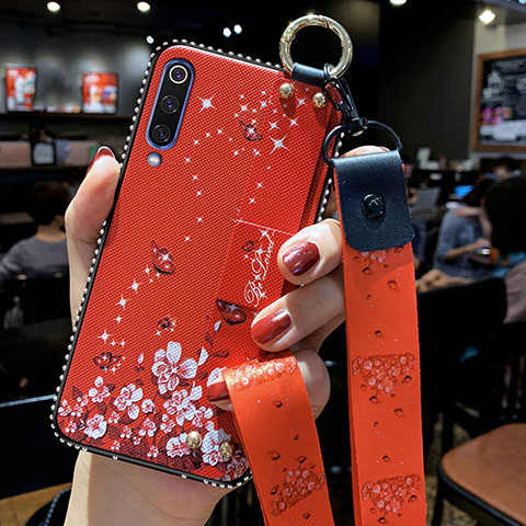 Handyhülle Silikon Hülle Gummi Schutzhülle Blumen S02 für Samsung Galaxy A70 Rot